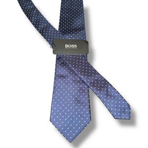 Hugo Boss Navy & White Micro Polkadot Handmade in Italy Neck Tie